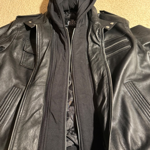Men's Hooded Leather Jacket | The Jacket Maker | Bravado | XXL - Picture 7 of 12